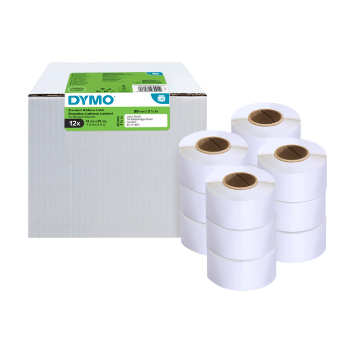 Etiket Dymo LabelWriter adressering 28x89mm 12 rollen á 130 stuks wit