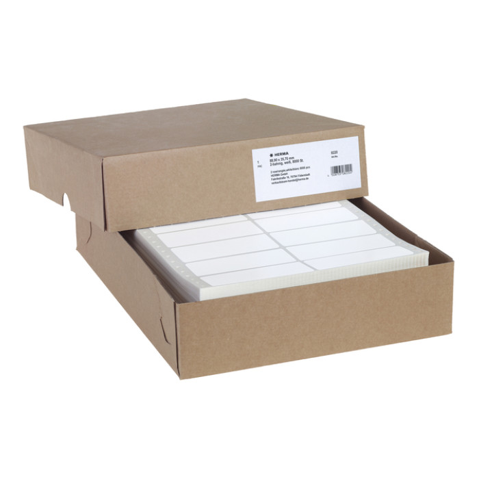 Etiket HERMA 8220 88.9x35.7mm 2-baans wit 8000stuks