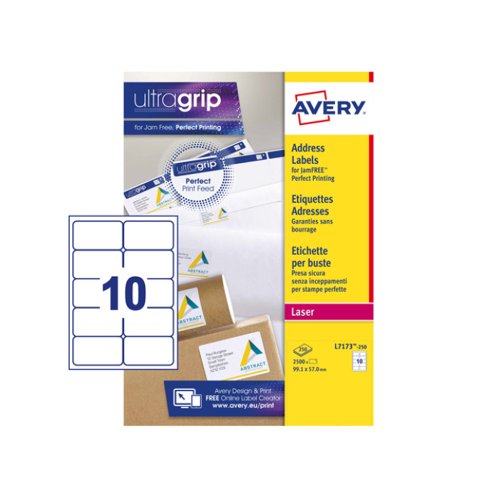 Etiket Avery L7173-250 99.1x57mm wit 2500 etiketten