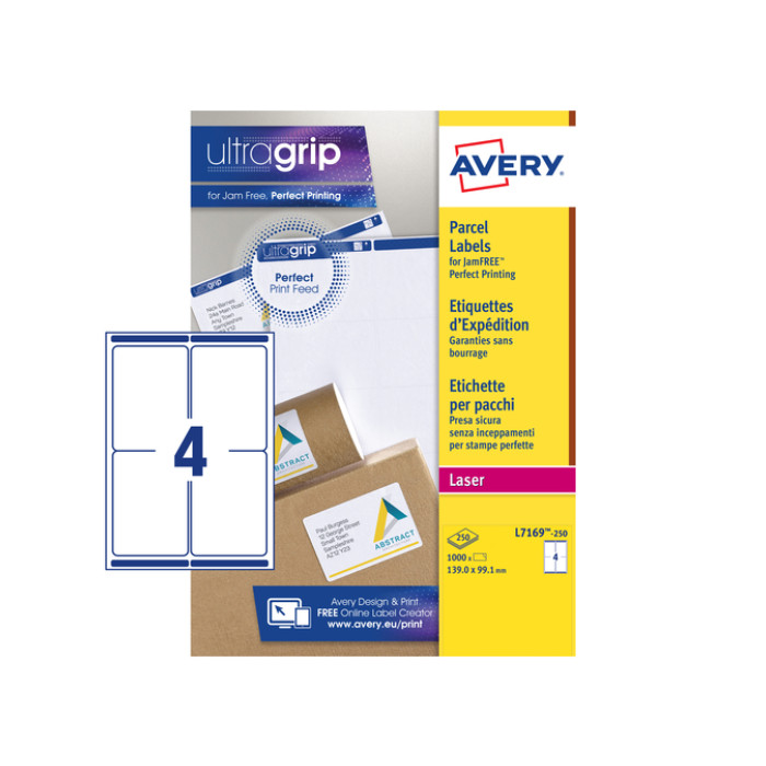 Etiket Avery L7169-250 99.1x139mm wit 1000 etiketten