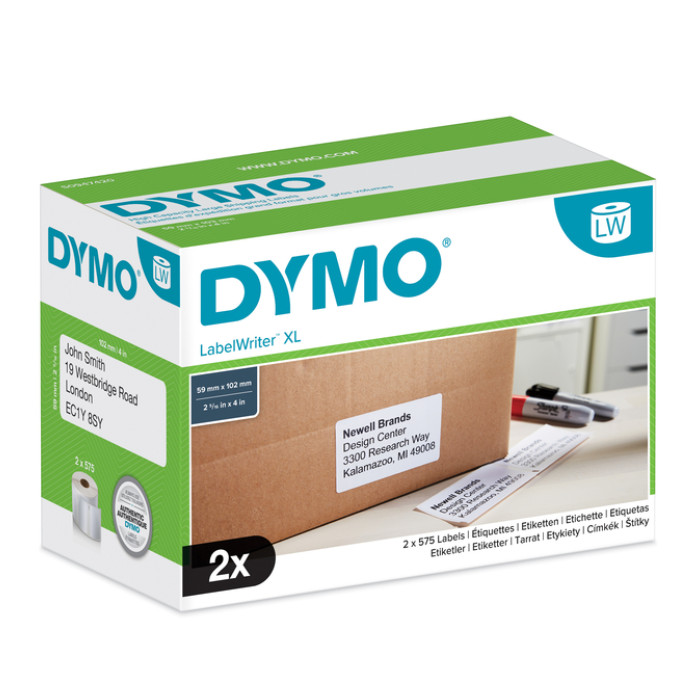 Etiket Dymo LabelWriter 5XL verzendlabel 59x102mm 2 rollen á 575 stuks wit