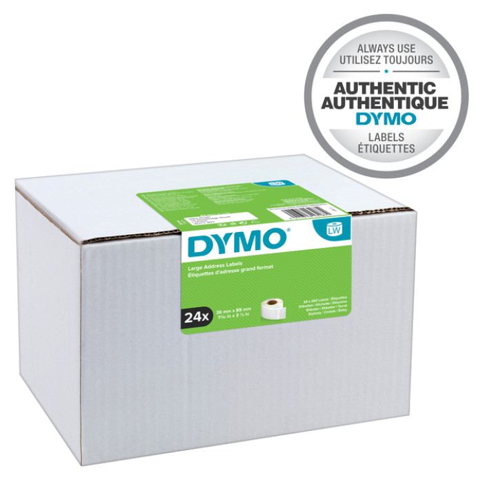 Etiket Dymo LabelWriter adressering 36x89mm 24 rollen á 260 stuks wit