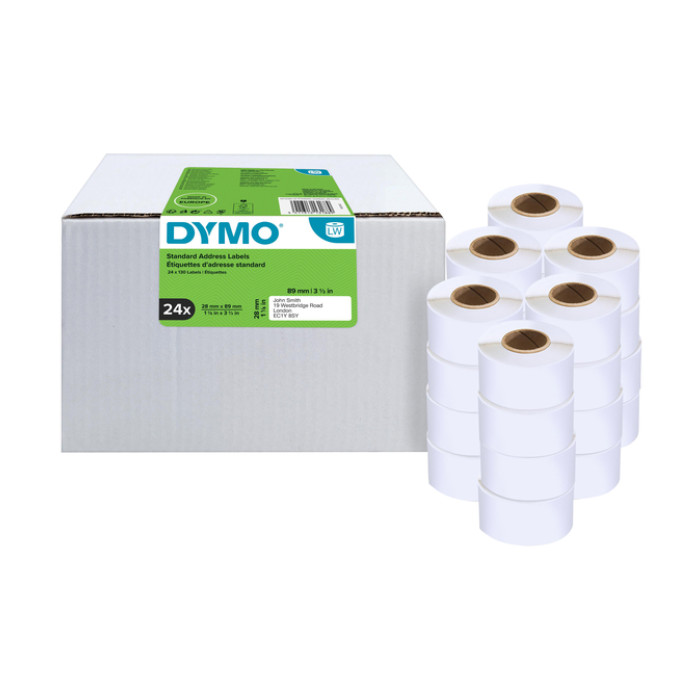 Etiket Dymo LabelWriter adressering 28x89mm 24 rollen á 130 stuks wit