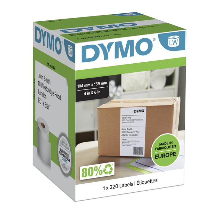 Etiket Dymo LabelWriter 5XL verzendlabel 104x159mm 1 rol á 220 stuks wit