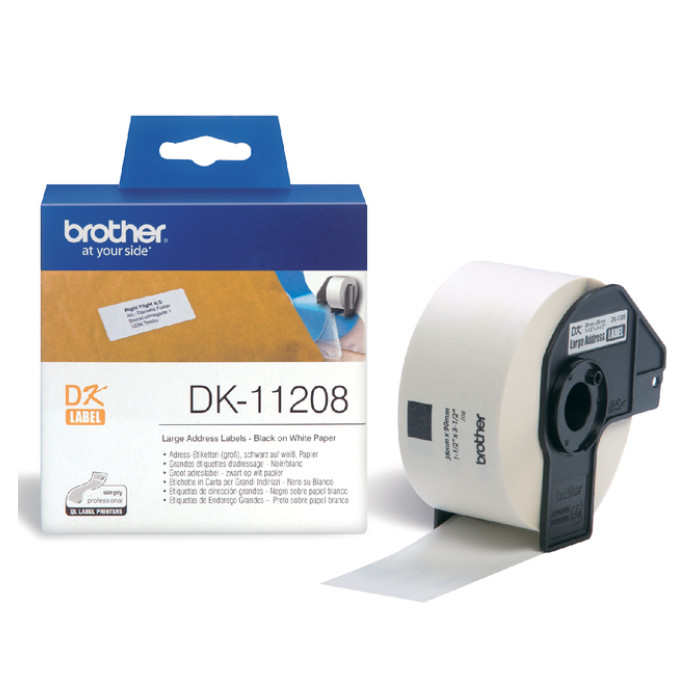 Etiket Brother DK-11208 adressering groot 38x90mm 1 rol á 400 stuks wit