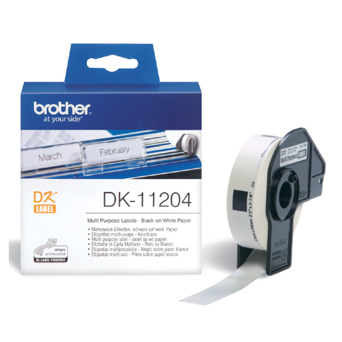 Etiket Brother DK-11204 multifunctioneel 17x54mm 1 rol á 400 stuks wit