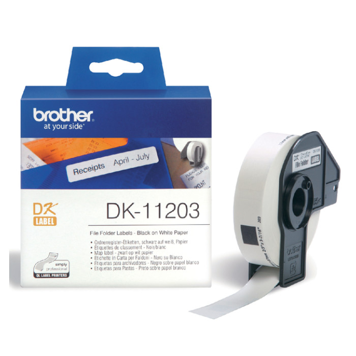 Etiket Brother DK-11203 naamkaart ordner 17x87mm 1 rol á 300 stuks wit