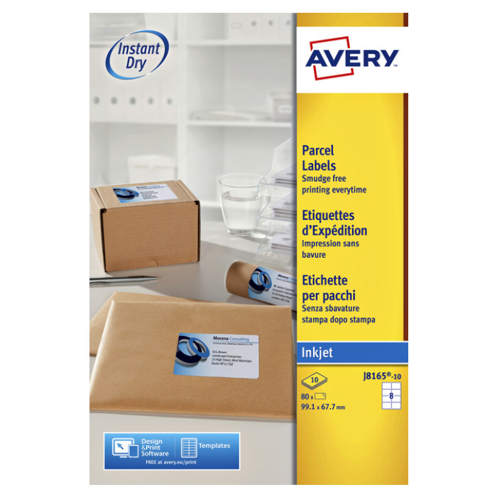 Etiket Avery J8165-10 99.1x67.7mm wit 80 etiketten