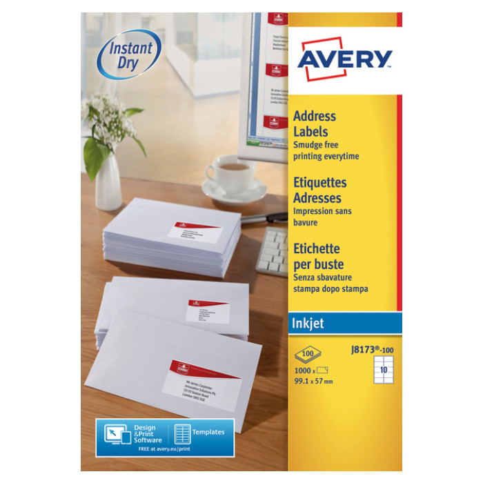 Etiket Avery J8173-10 99.1x57mm wit 100stuks