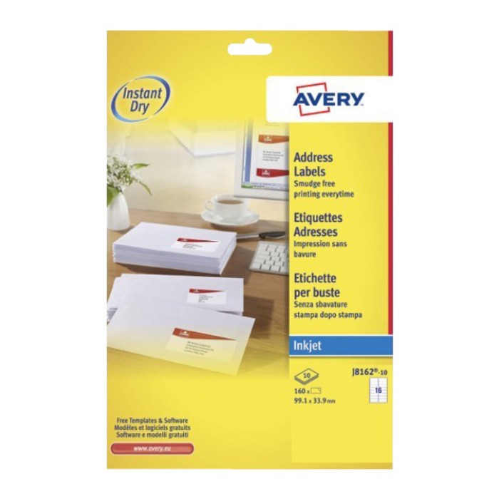 Etiket Avery J8162-10 99.1x33.9mm wit 160 etiketten