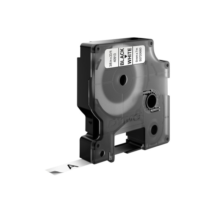 Labeltape Dymo LabelManager D1 polyester 9mm zwart op wit 10 stuks