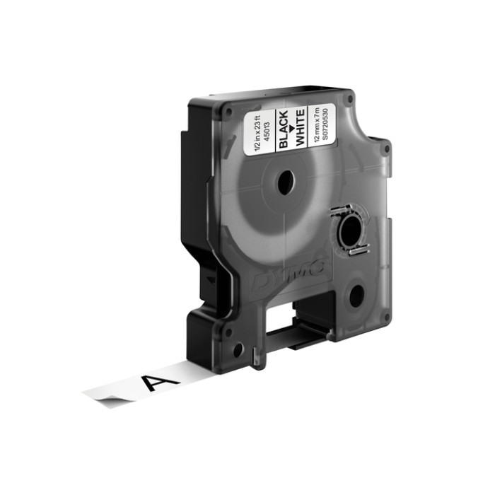Labeltape Dymo LabelManager D1 polyester 12mm zwart op wit 10 stuks