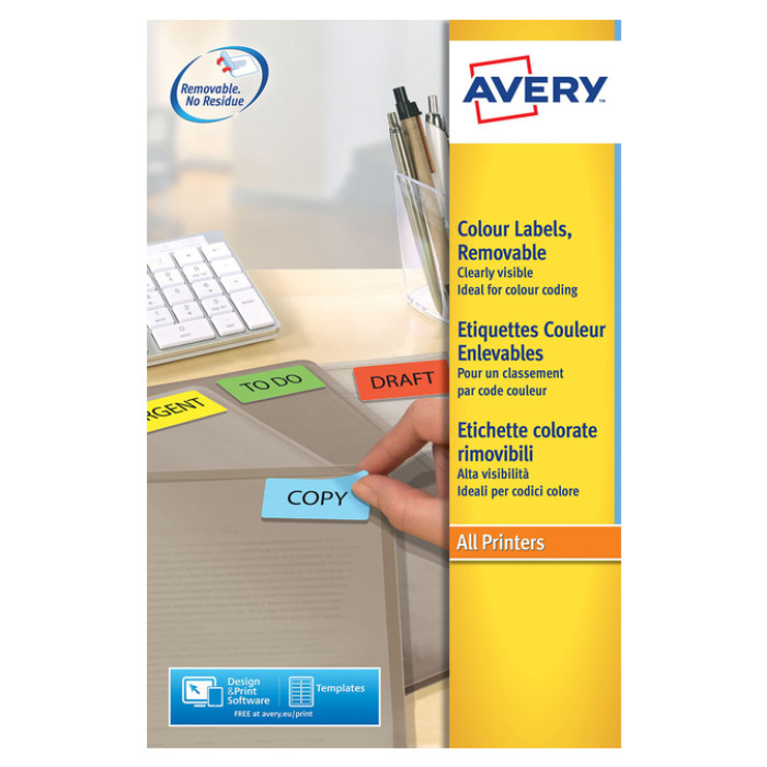 Etiket Avery L6041-20 45.7x21.2mm geel 960 etiketten