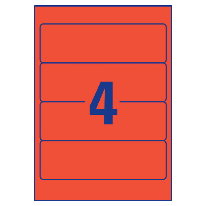Rugetiket Avery breed 61x192mm zelfklevend rood