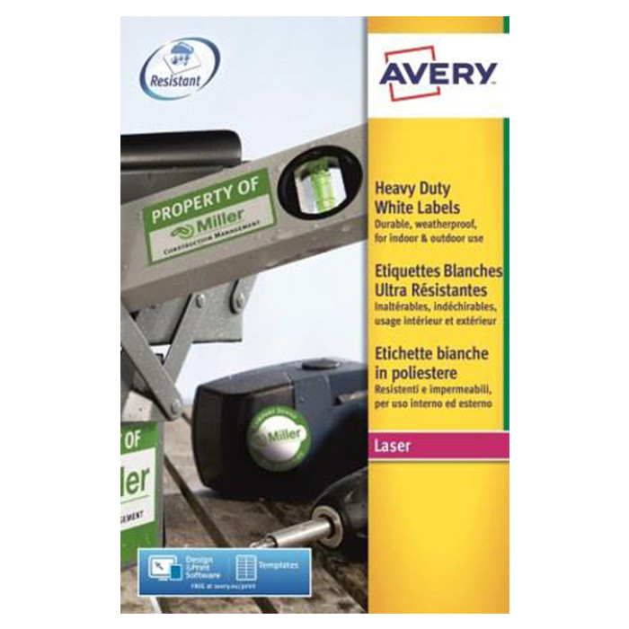 Etiket Avery L7060-20 63.5x38.1mm polyester wit 420 etiketten