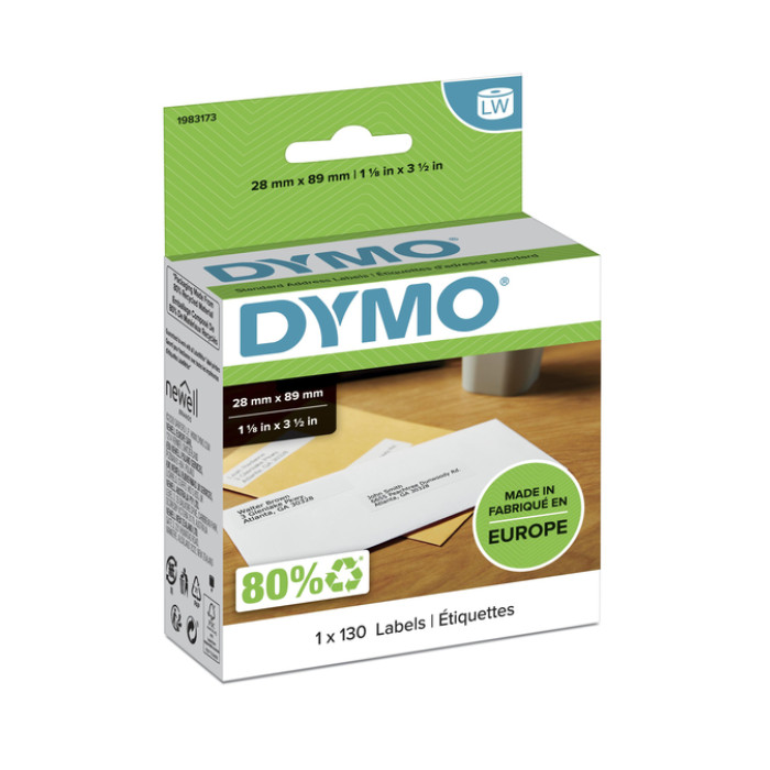 Etiket Dymo LabelWriter adressering 28x89mm 1 rol á 130 stuks wit