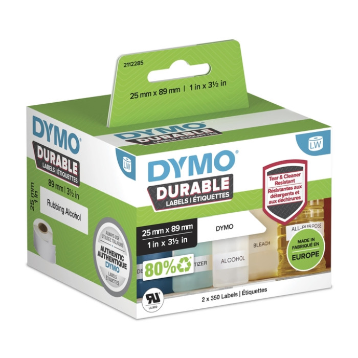 Etiket Dymo LabelWriter industrieel 25x89mm 2 rollen á 350 stuks wit