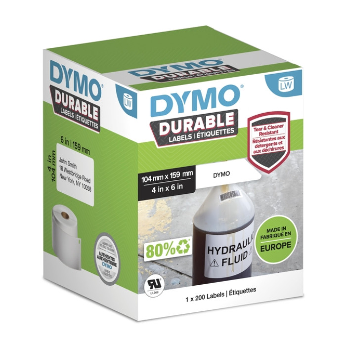 Etiket Dymo LabelWriter industrieel 104x159mm 1 rol á 200 stuks wit