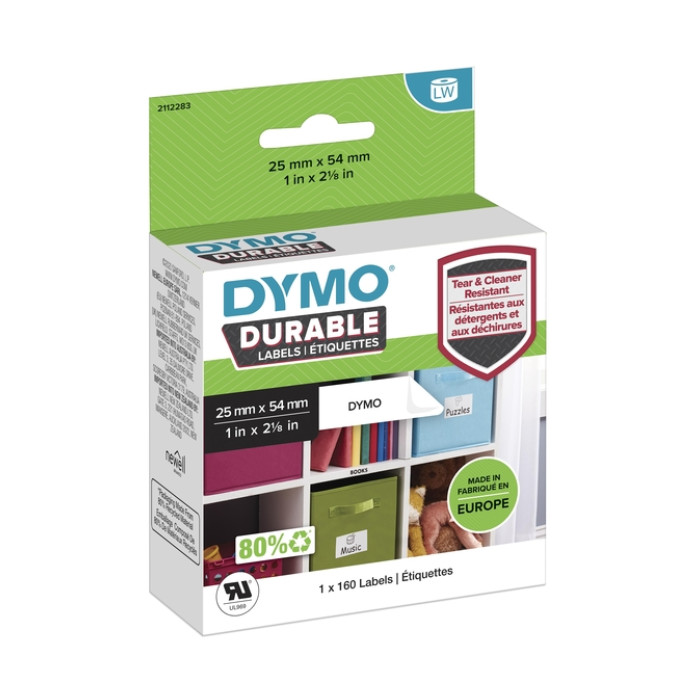 Etiket Dymo LabelWriter industrieel 25x54mm 1 rol á 160 stuks wit