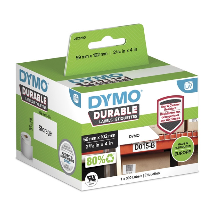Etiket Dymo LabelWriter industrieel 59x102mm 1 rol á 300 stuks wit