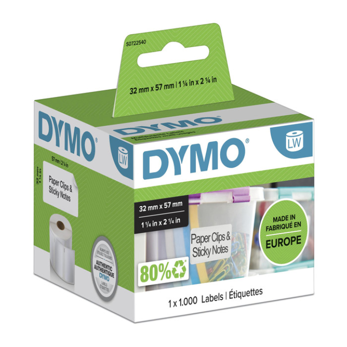 Etiket Dymo LabelWriter multifunctioneel 32x57mm 1 rol á 1000 stuks wit