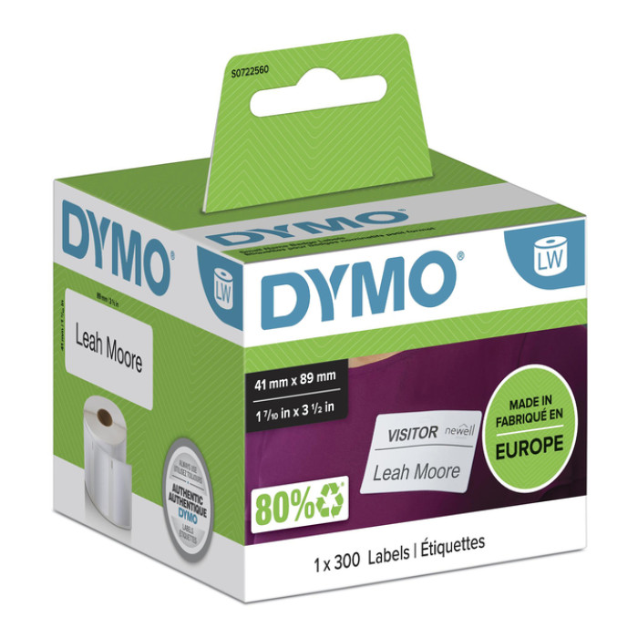 Etiket Dymo LabelWriter naamkaart 41x89mm 1 rol á 300 stuks wit