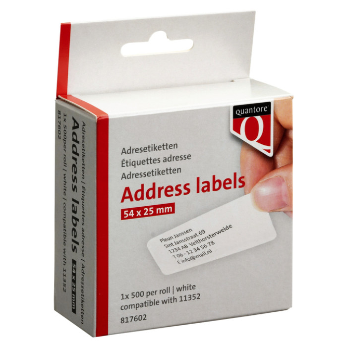 Labeletiket Quantore 11352 54x25mm adres wit 500 stuks