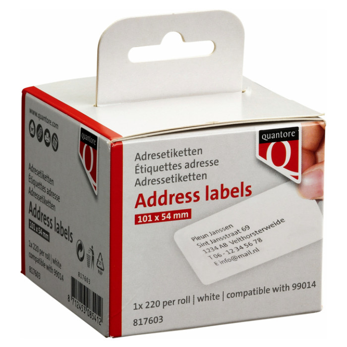 Labeletiket Quantore 99014 54x101mm adres wit