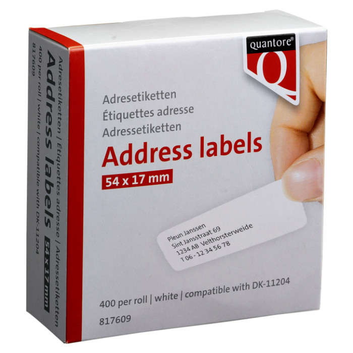 Labeletiket Quantore DK-11204 17x54mm wit 400 stuks