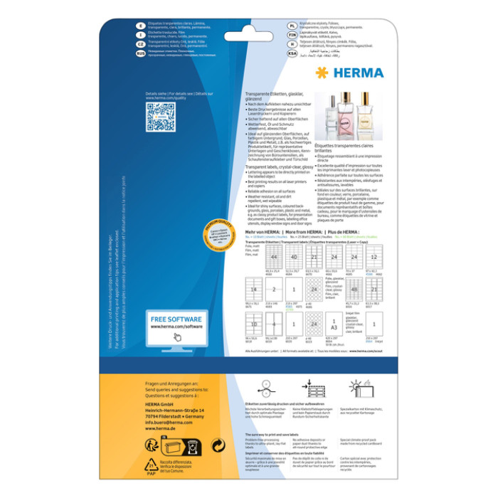 Etiket HERMA 8023 40mm rond transparant 600 etiketten