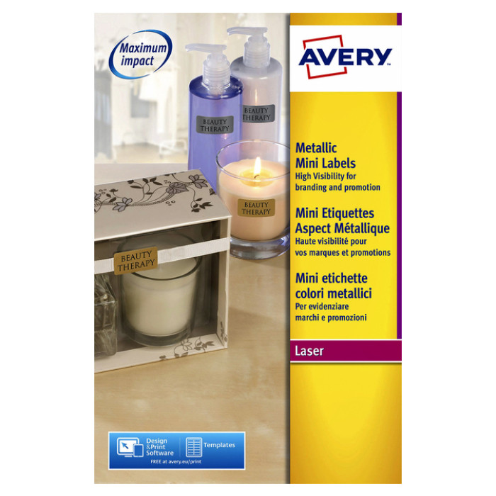 Etiket Avery L7680-25 38.1x21.2mm goud 1625 etiketten