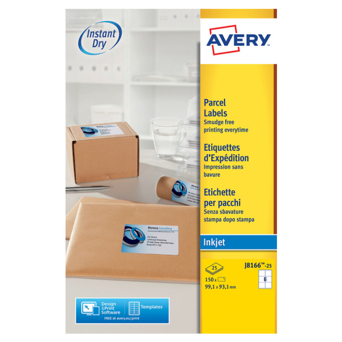 Etiket Avery J8166-25 99.1x93.1mm wit 150 etiketten