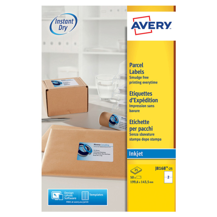 Etiket Avery J8168-25 199.6x143.5mm wit 50 etiketten