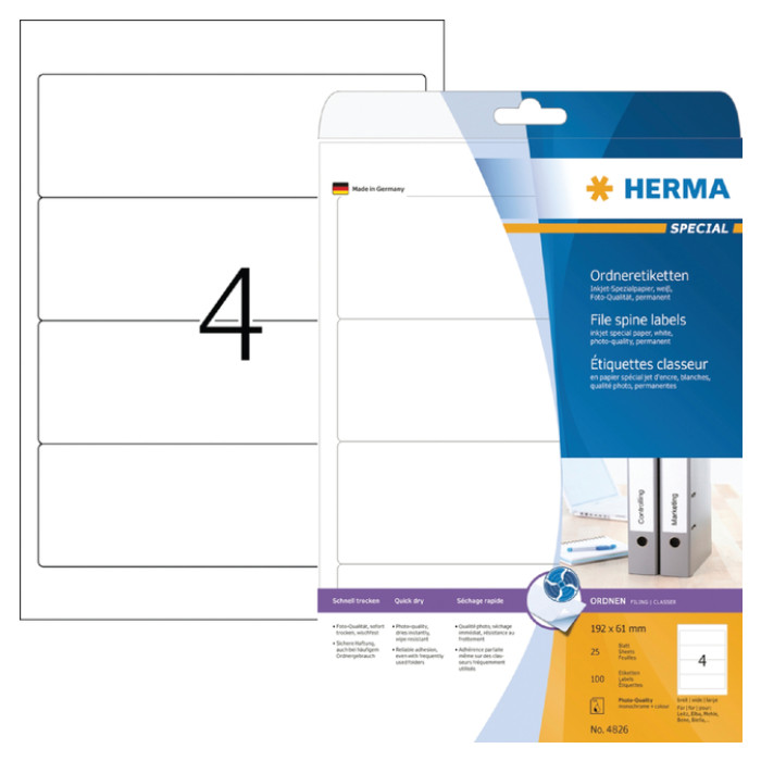 Rugetiket HERMA 5095 breed 61x192mm zelfklevend wit