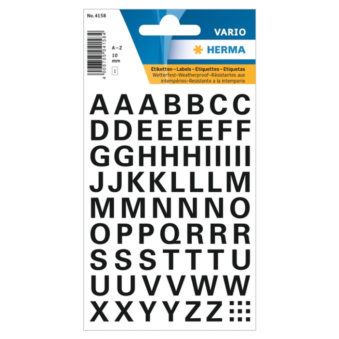 Etiket HERMA 4158 10mm letters A-Z zwart