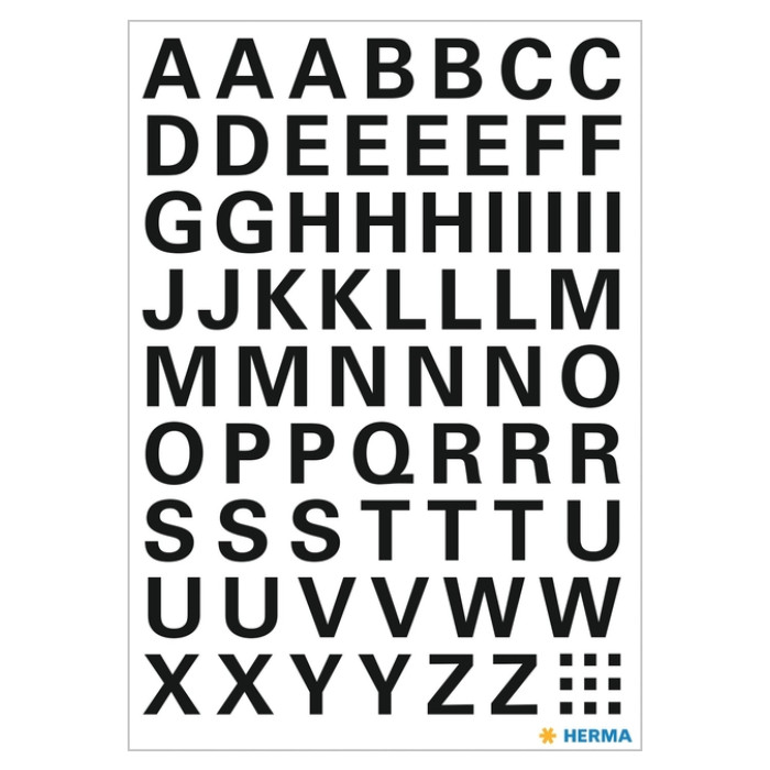Etiket HERMA 4158 10mm letters A-Z zwart