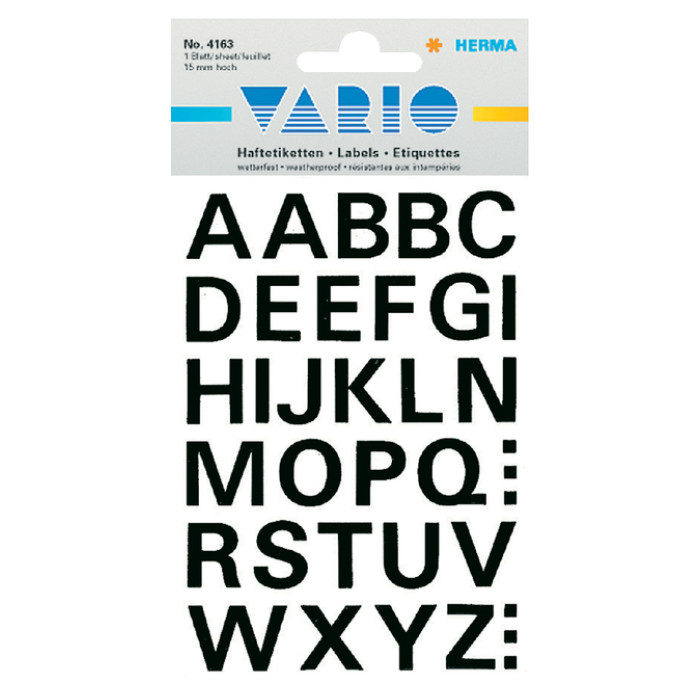 Etiket HERMA 4163 15mm letters A-Z zwart