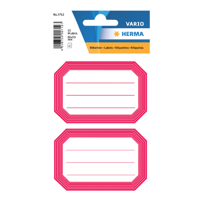 Etiket HERMA 5712 82x55mm schrift rode rand 12stuks