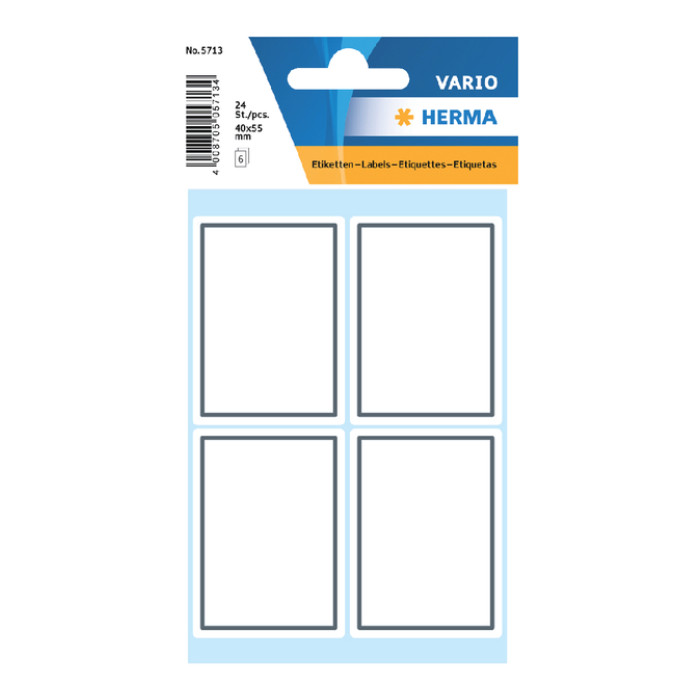 Etiket HERMA 5713 40x55mm schrift grijs kader 24stuks