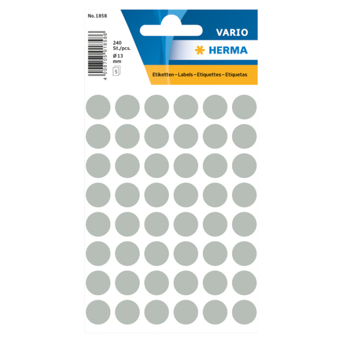 Etiket HERMA 1858 rond 13mm grijs 240 etiketten