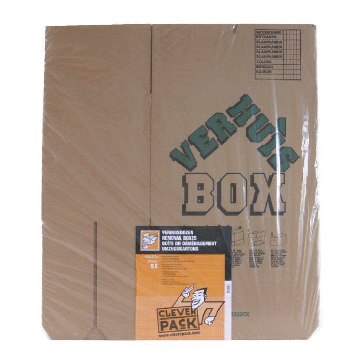 Verhuisdoos CleverPack bedrukt 480x320x360mm pak à 5 stuks