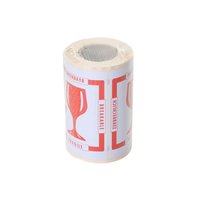 Waarschuwingsetiket IEZZY breekbaar 80mmx100m rood 250 stuks