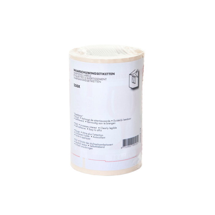 Waarschuwingsetiket IEZZY breekbaar 80mmx100m rood 250 stuks