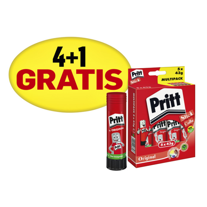 Lijmstift Pritt Stick Original 43gr promopack 4+1 gratis