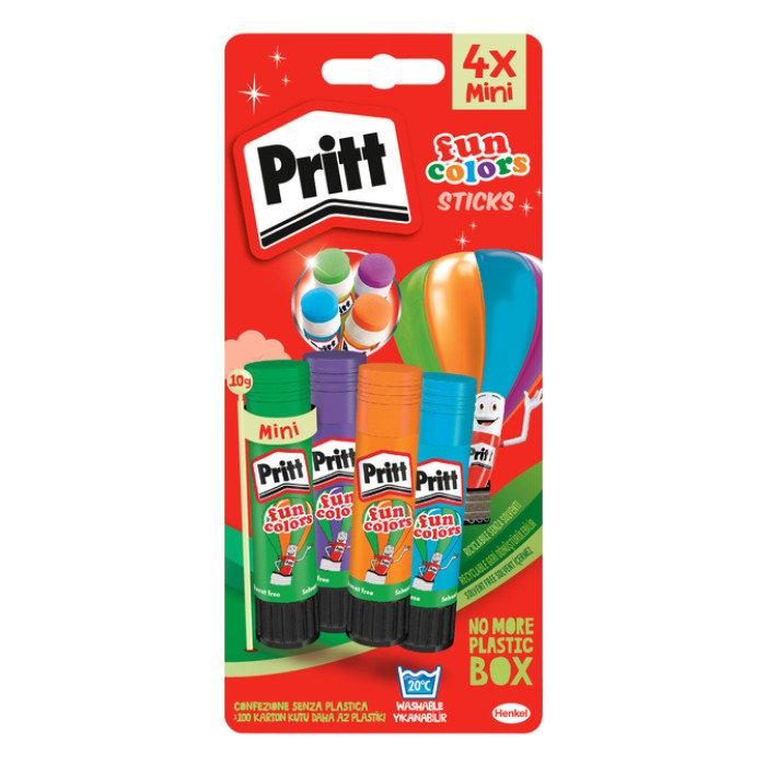 Lijmstift Pritt Stick 10gr FUN Colors 1 blister à 4 stuks