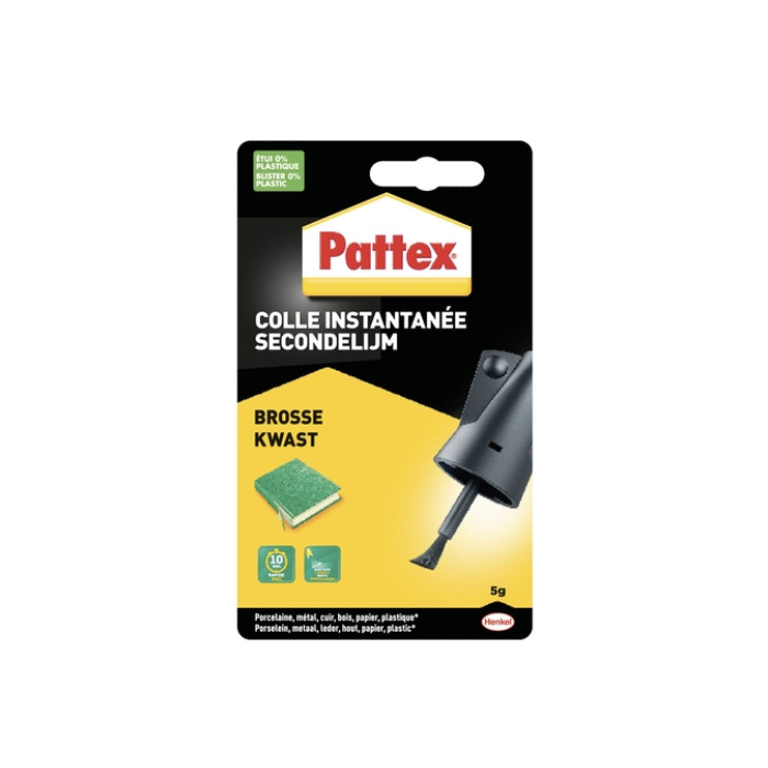 Secondenlijm Pattex met kwast flacon 5 gram op blister
