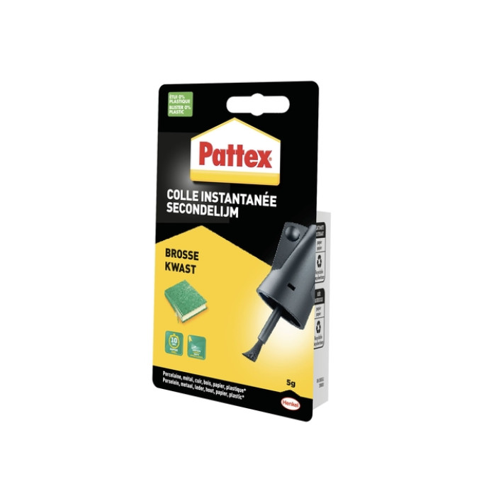 Secondenlijm Pattex met kwast flacon 5 gram op blister