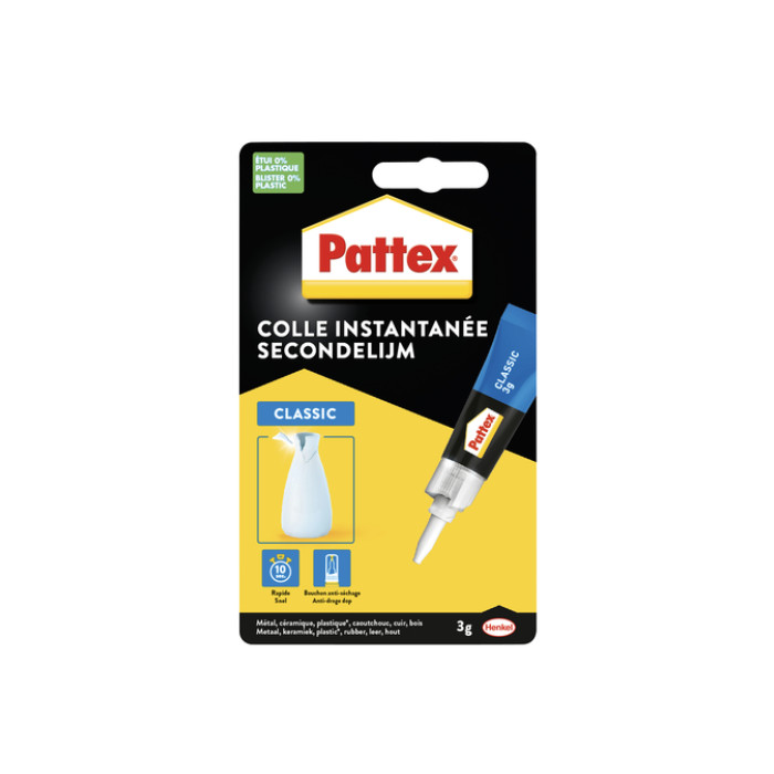 Secondelijm Pattex Classic tube 3gram op blister