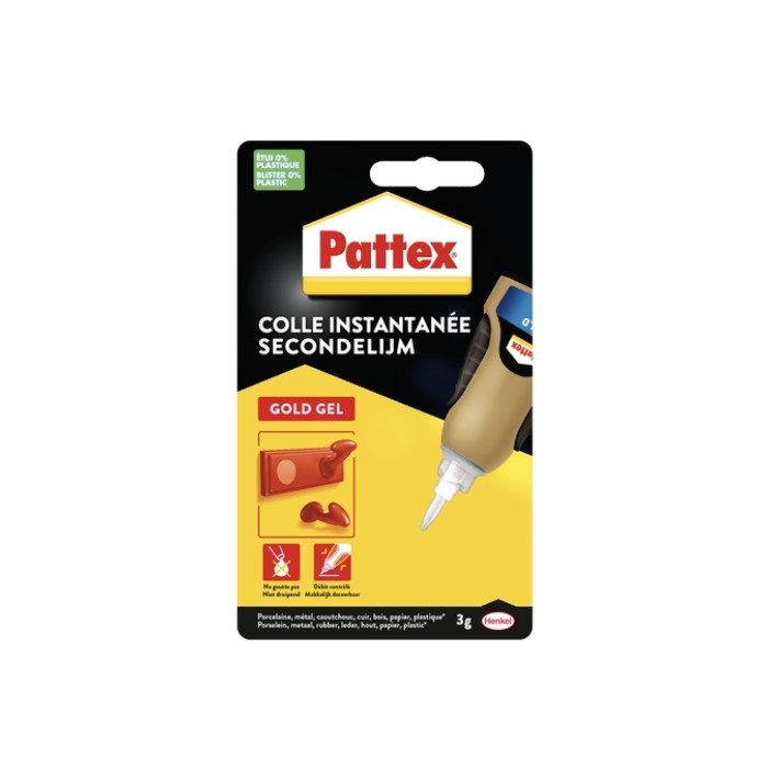 Secondelijm Pattex Gold GEL tube 3 gram op blister