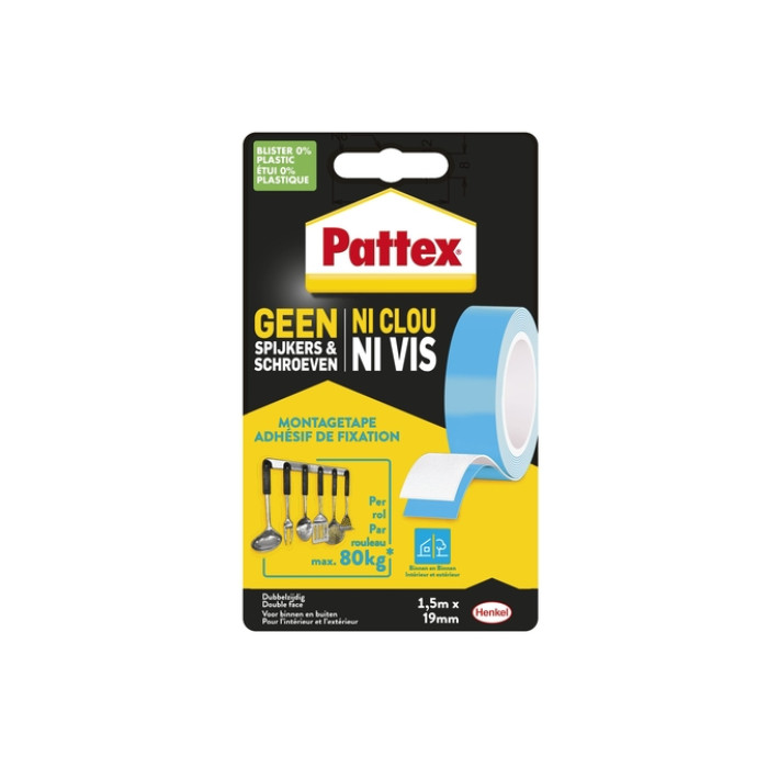 Plakband Pattex Super montage 20kg dubbbelzijdig voor binnen